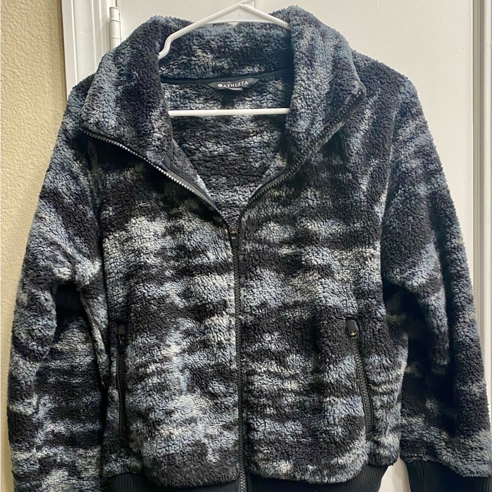 Athleta Women Black 'tugga' Marbled Sherpa Jacket